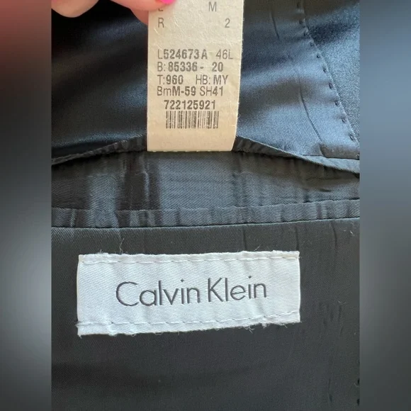 🖤 EUC CALVIN KLEIN Black Single-Breasted Tuxedo Jacket | 100% Wool | Men’s 46L - Picture 11 of 11